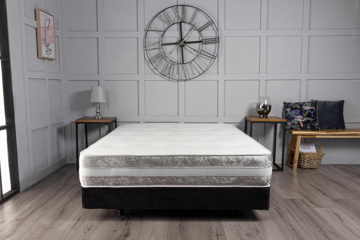 Glamour Crushed Velvet Open Coil Memory Sprung Economy Mattress