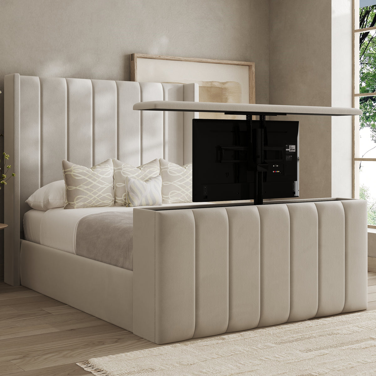 Hansel Wingback TV Bed – Beds Online Store