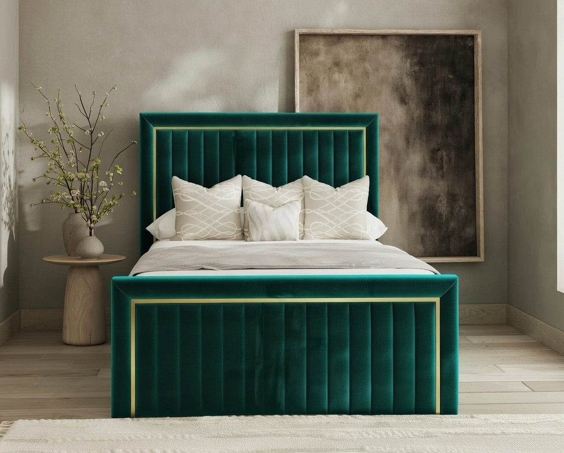 Chaelle Gold Panel Bed Frame – view 2