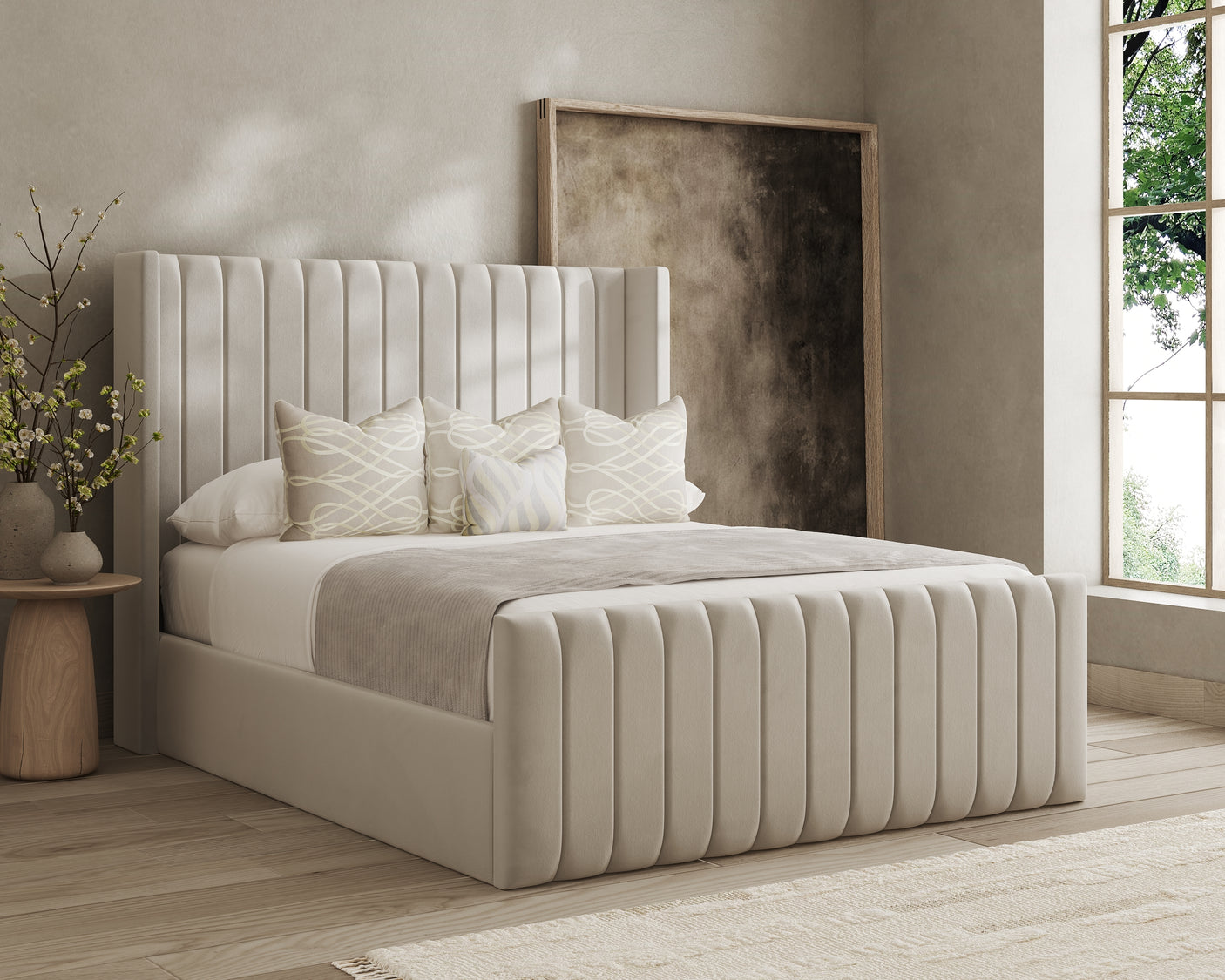 Dora Lined Wingback Bed Frame