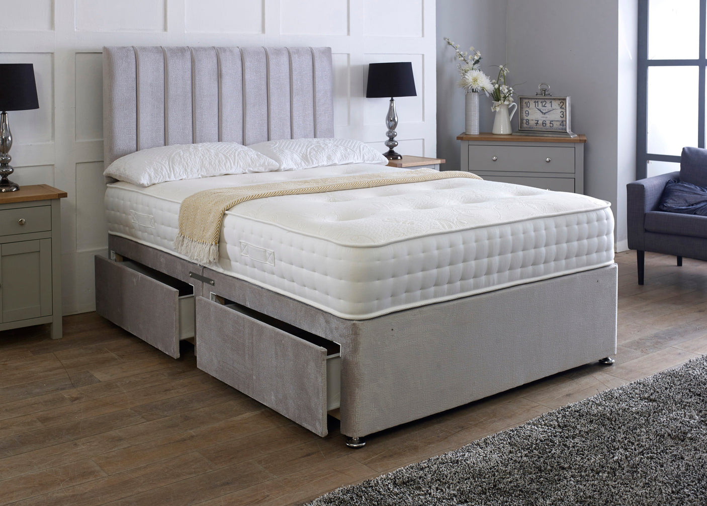 Apollo Divan Bed Set With Pocket Mattress And Headboard