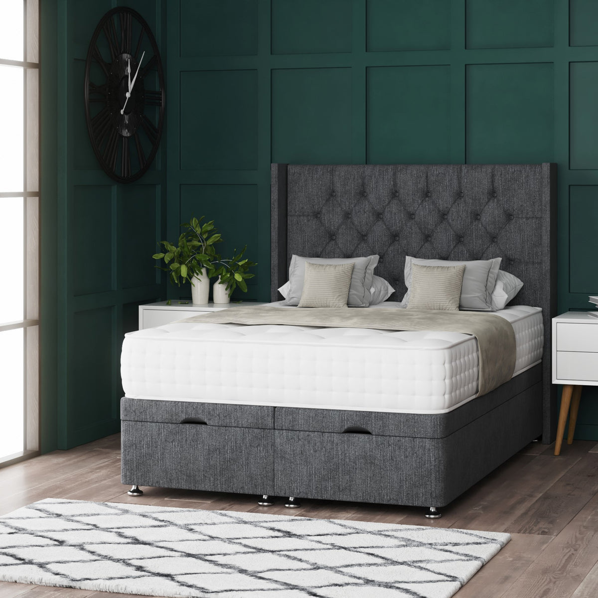 Chesterfield Ottoman Storage Divan Bed With Floor Standing Wing – Beds ...