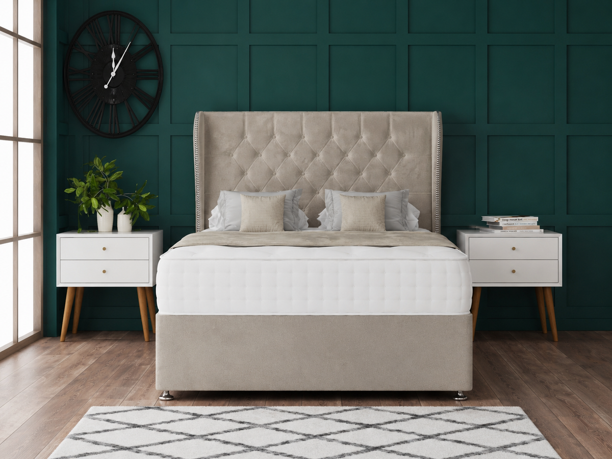 Chesterfield Curved Wing Divan Bed Set