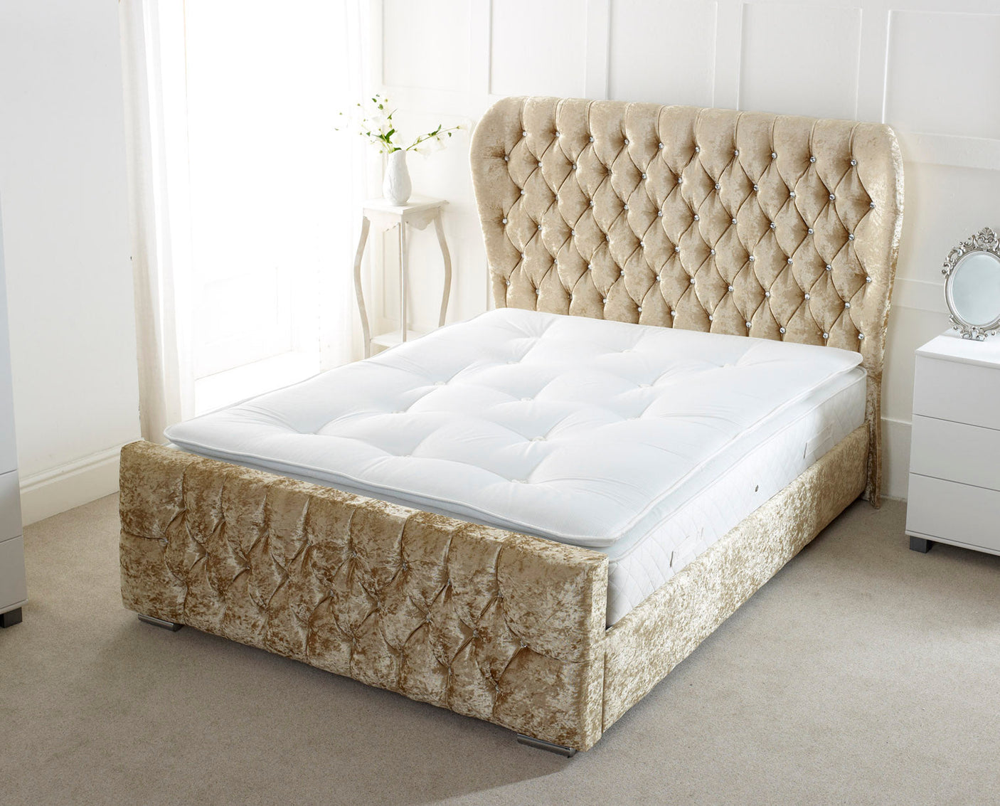 Oxford Wingback Upholstered Bed Frame