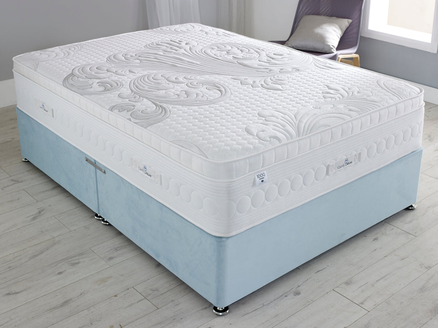 Oscar Pillowbox Pocket Sprung Cool Blue Foam Mattress