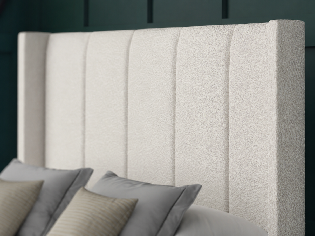 5 Panel Ottoman Storage Divan Bed With Floor Standing Wing Headboard