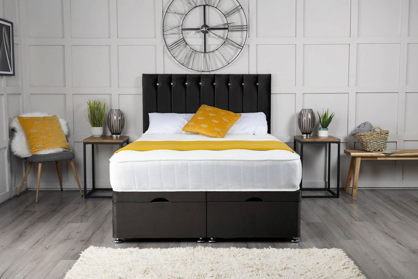 Florence Ottoman Storage Divan Bed With Headboard