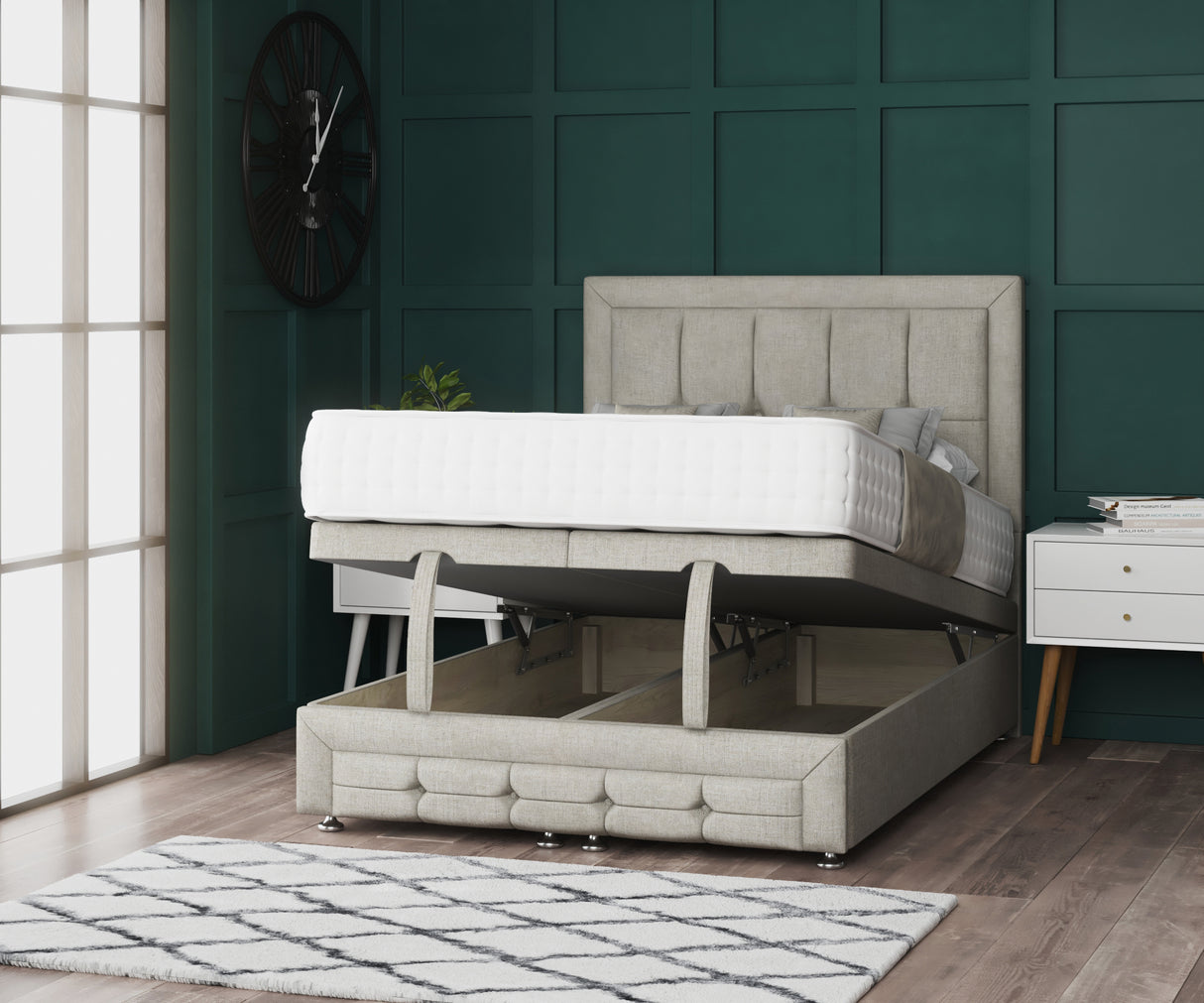 Venice Ottoman Storage Divan Bed With Headboard And Footboard