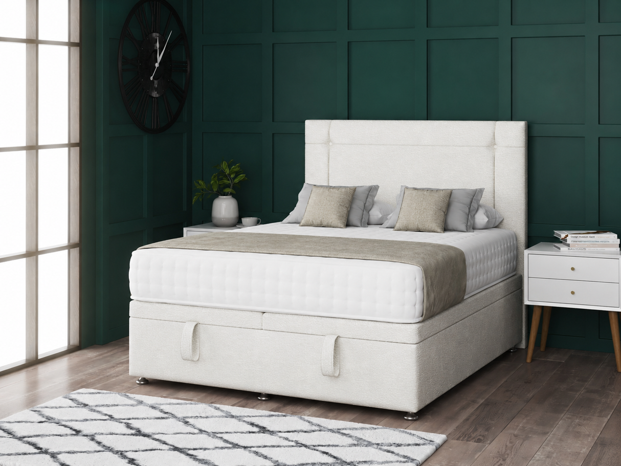 Milan Ottoman Storage Divan Bed With Headboard And Footboard