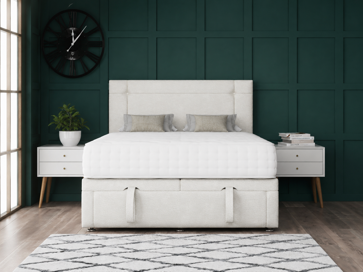 Milan Ottoman Storage Divan Bed With Headboard And Footboard