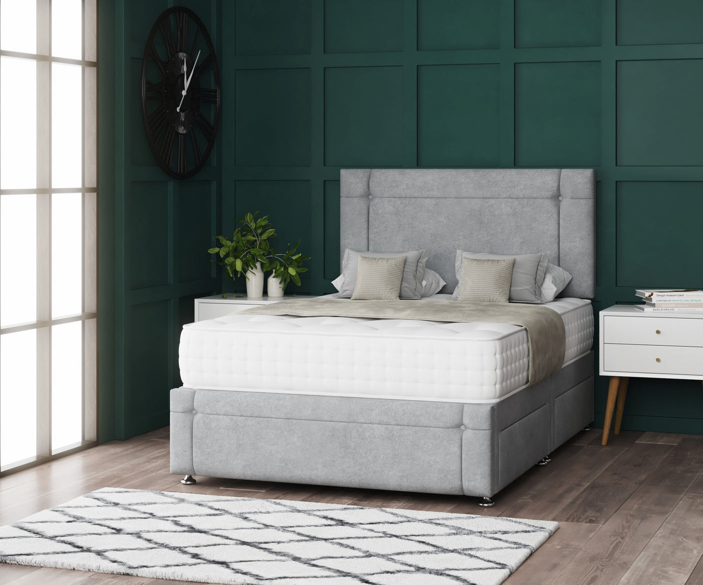 Milan Divan Bed Set With Footboard And Mattress Options