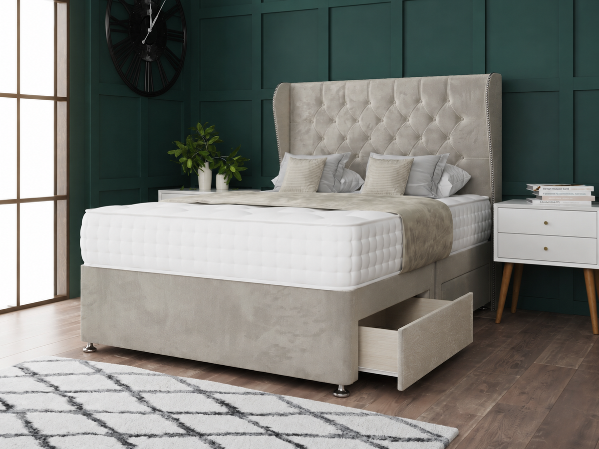 Chesterfield Curved Wing Divan Bed Set