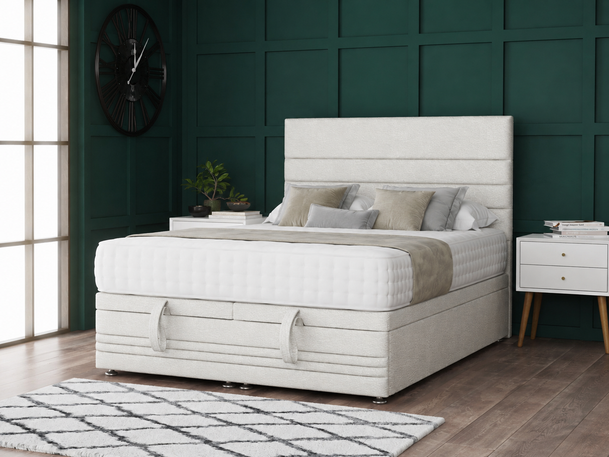 Paris Ottoman Storage Divan Bed With Headboard And Footboard