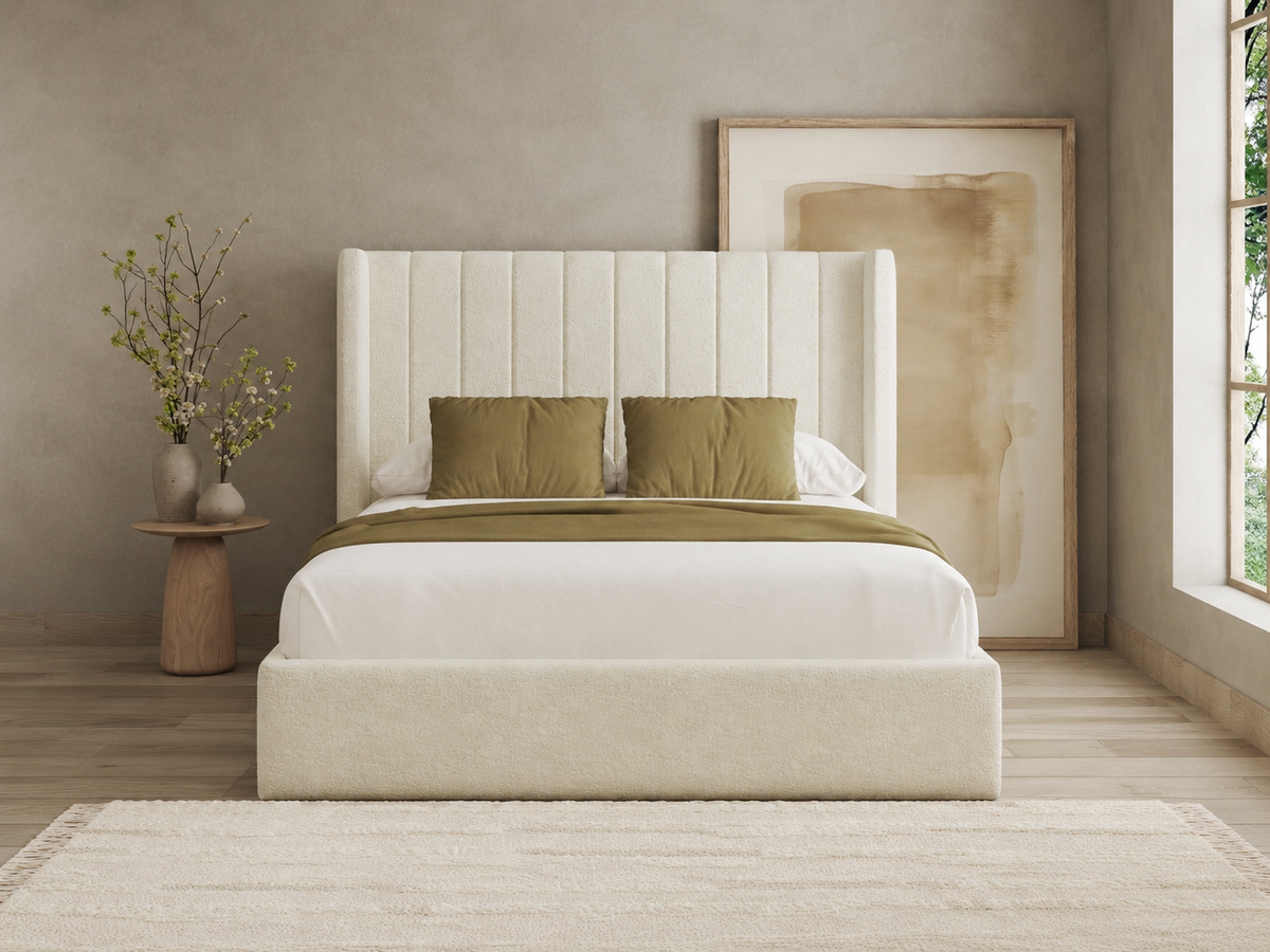 Riley Boucle Wingback Bed Frame