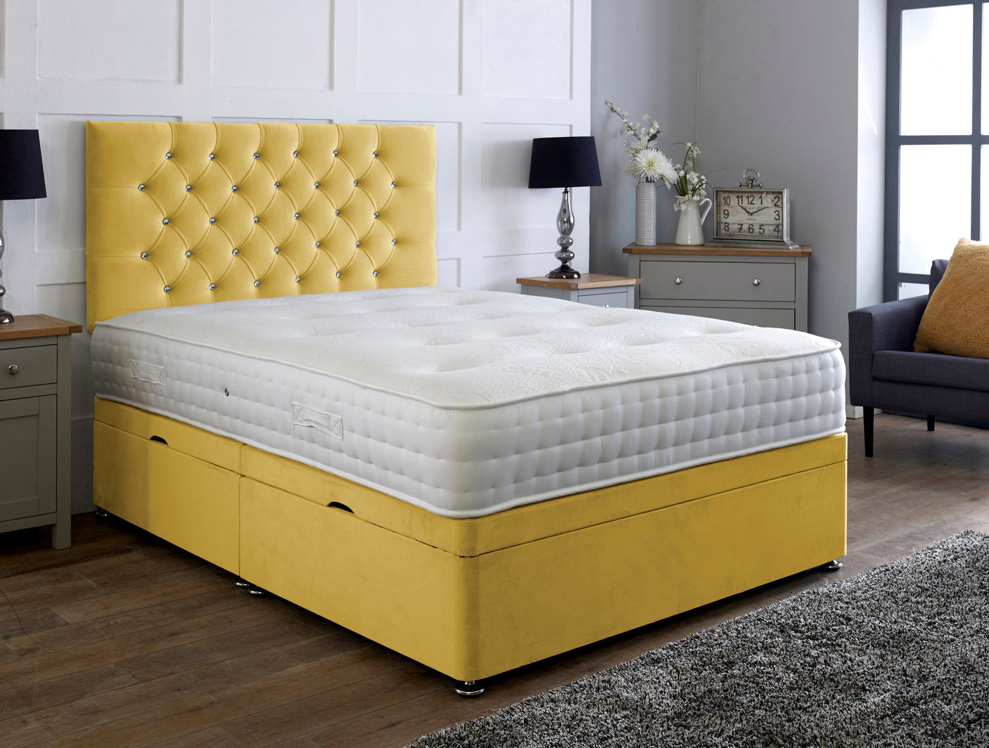 Chesterfield Ottoman Storage Divan Bed With Headboard