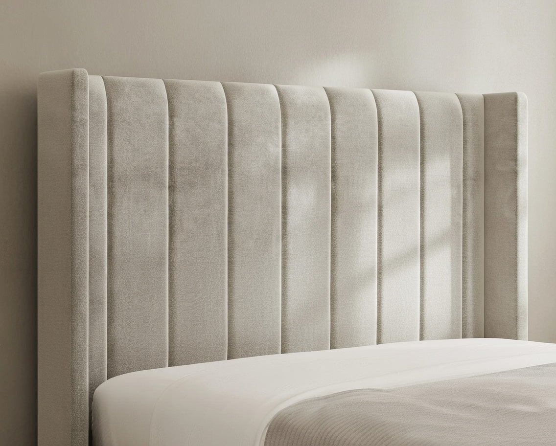 Rosemary Velvet Wingback Bed Frame