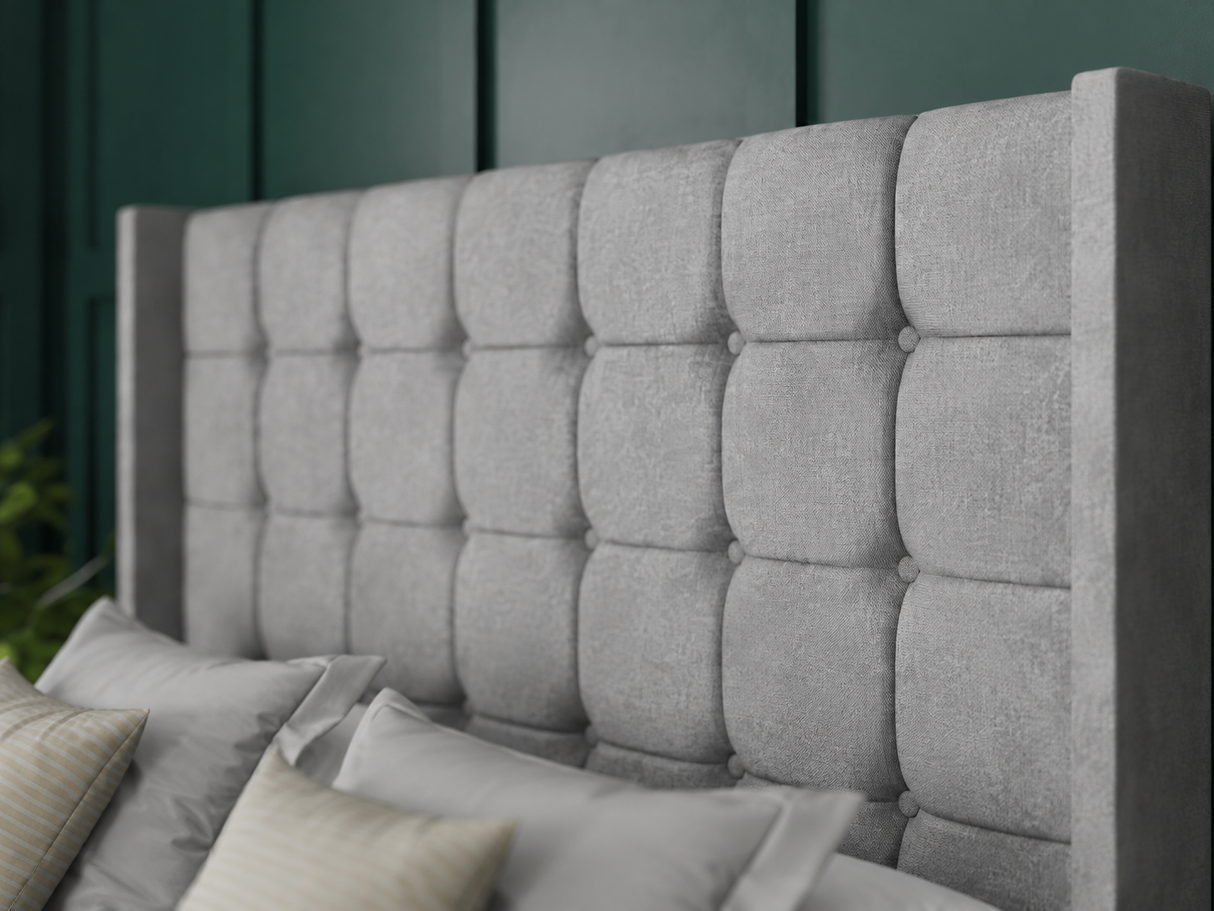 Omega Ottoman Storage Divan Bed With Floor Standing Wing Headboard