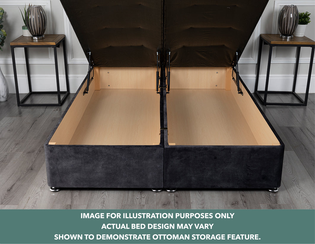 Florence Ottoman Storage Divan Bed With Headboard And Footboard