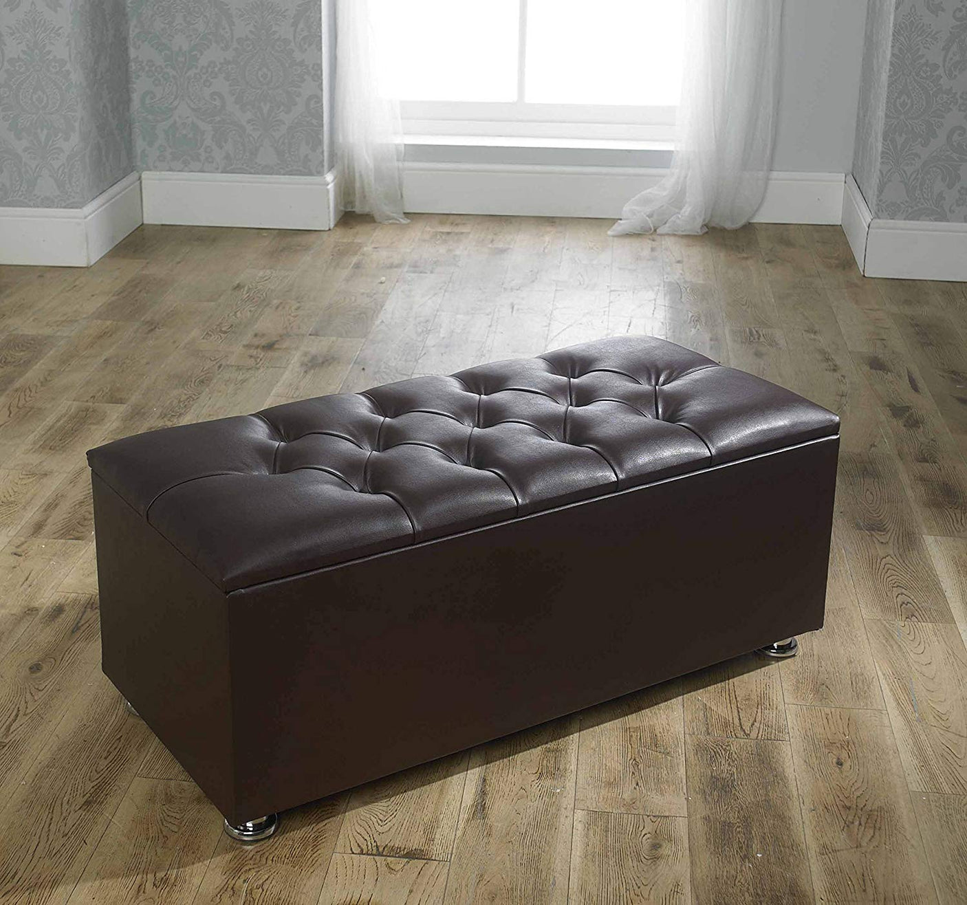 Chesterfield Gas Lift Ottoman Blanket Storage Box