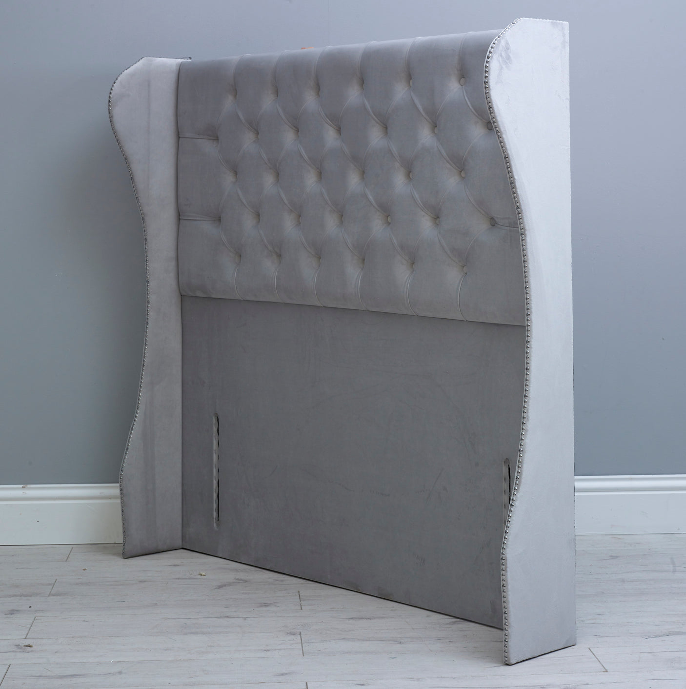 Chesterfield Curved Wing Floor Standing Headboard 54"