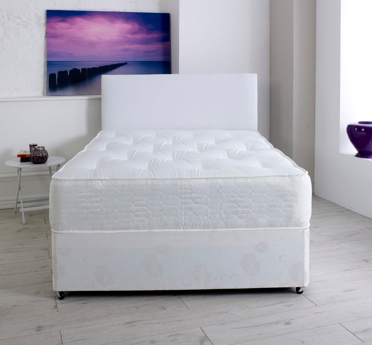 Hilton Divan Bed Set With Firm Orthopaedic Mattress And Headboard