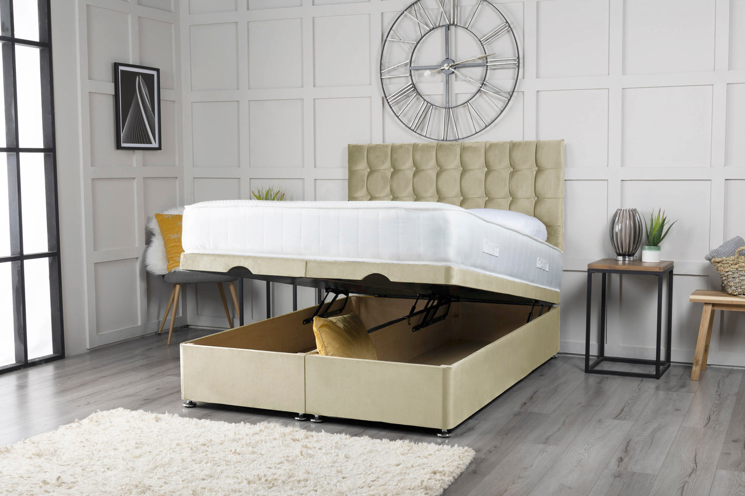 Omega Ottoman Storage Divan Bed With Headboard