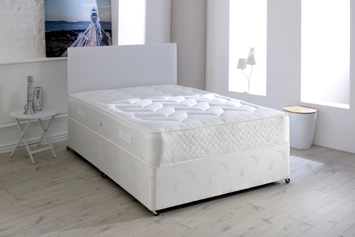 Windsor Divan Bed Set With Orthopaedic Medium Firm Mattress And Headboard