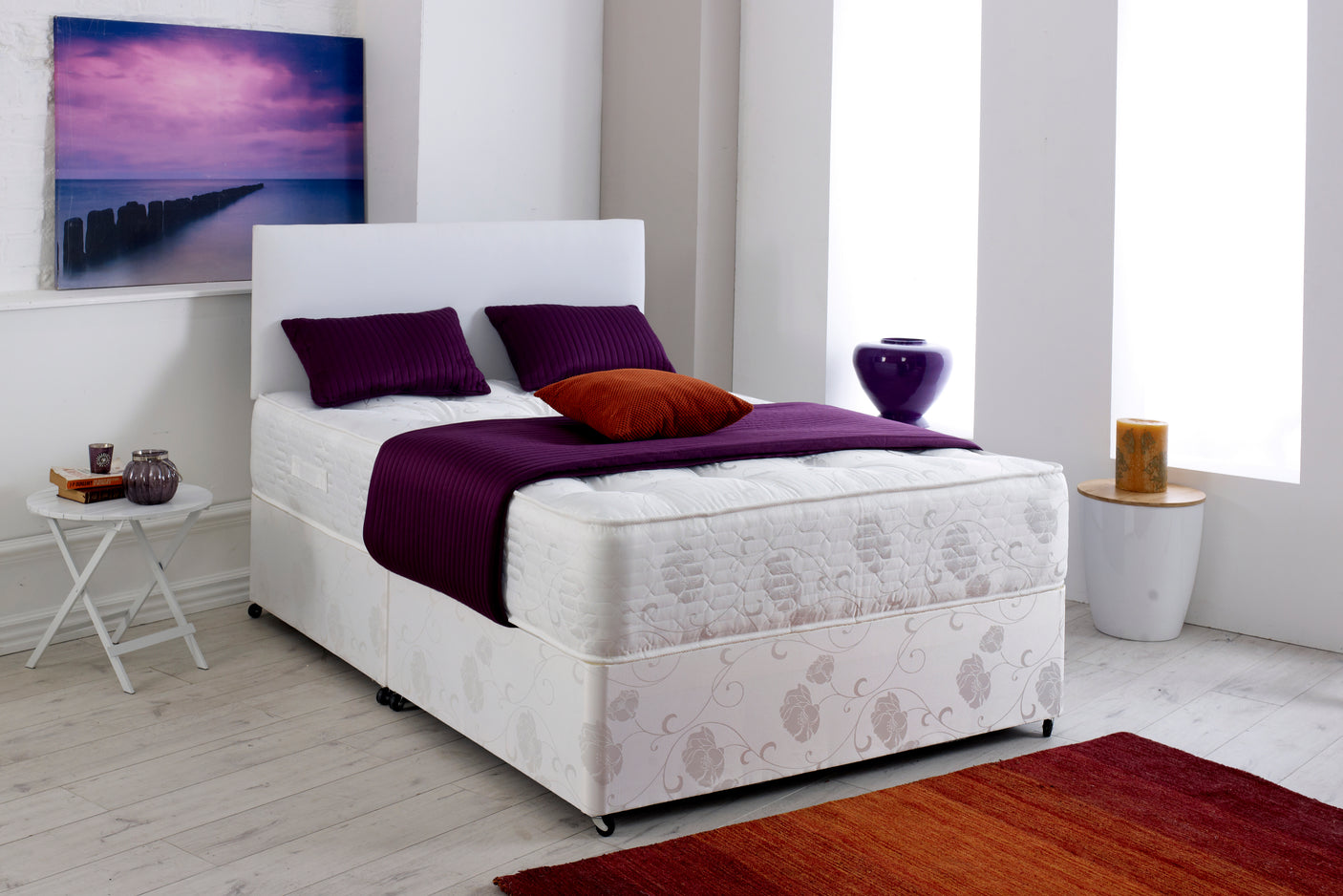 Hilton Divan Bed Set With Firm Orthopaedic Mattress And Headboard