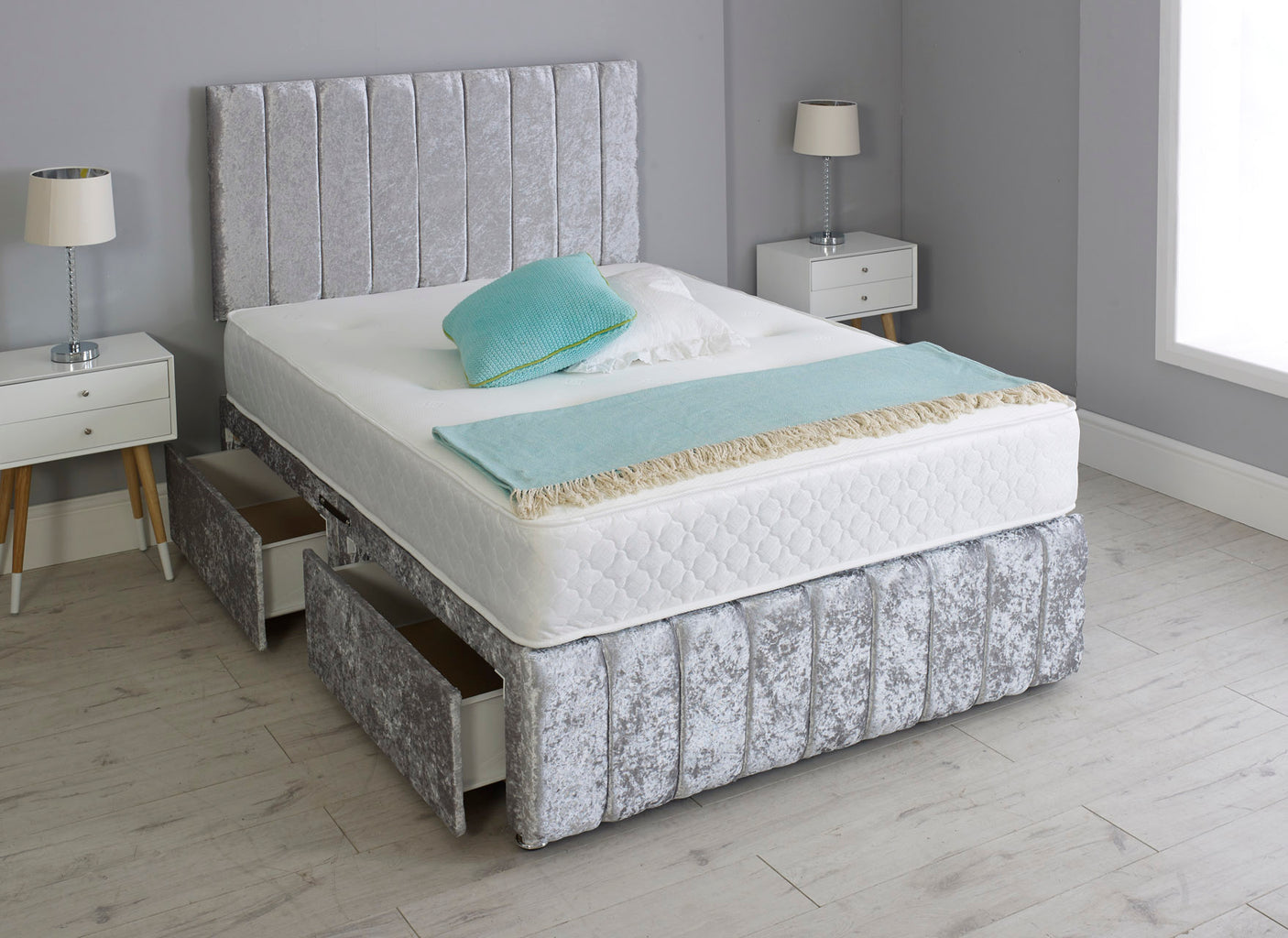 Linear Divan Bed With Footboard And Memory Orthopaedic Mattress