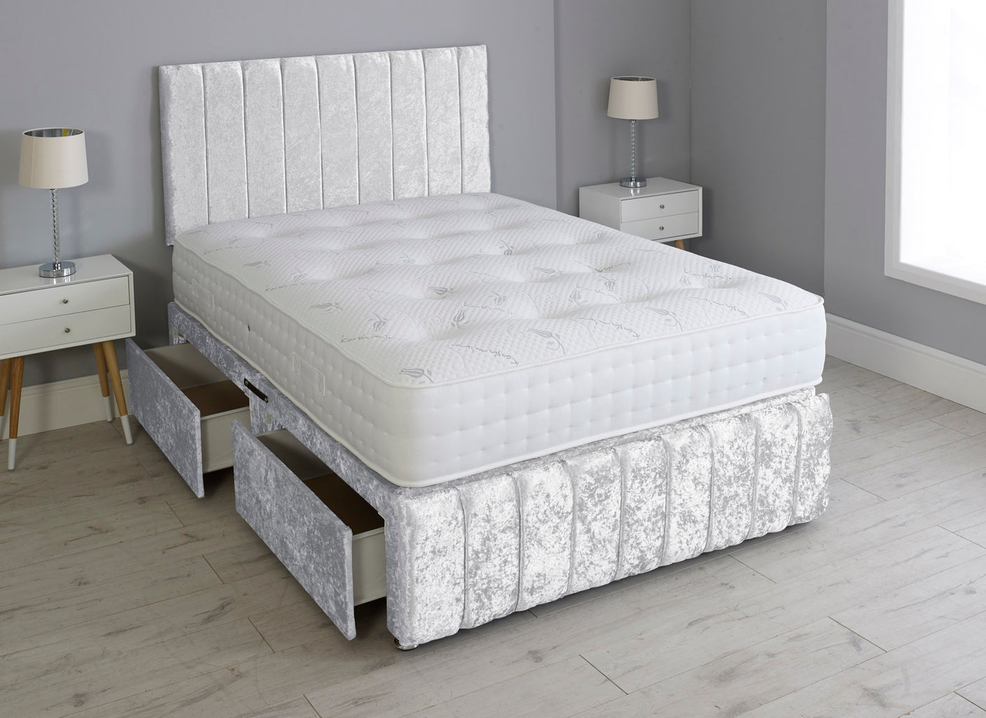 Linear Divan Bed Set With Footboard And Pocket Mattress And Headboard