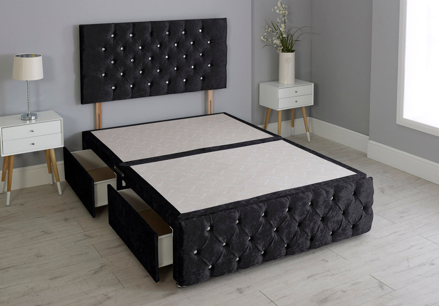 Milly Chesterfield Divan Bed Base With Headboard And Footboard