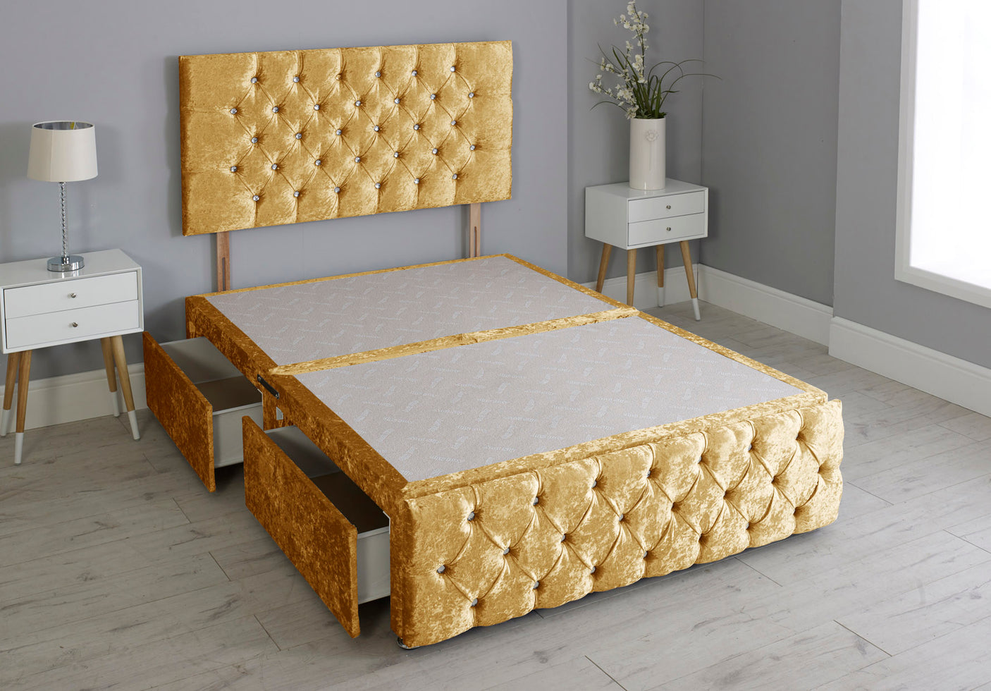Milly Chesterfield Divan Bed Base With Headboard And Footboard