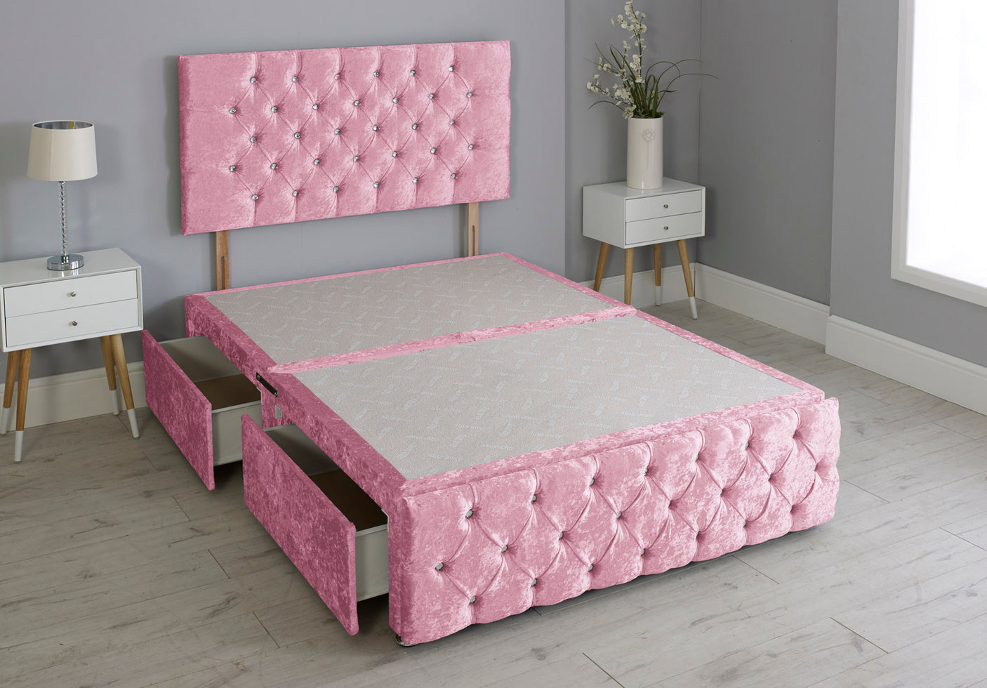 Milly Chesterfield Divan Bed Base With Headboard And Footboard