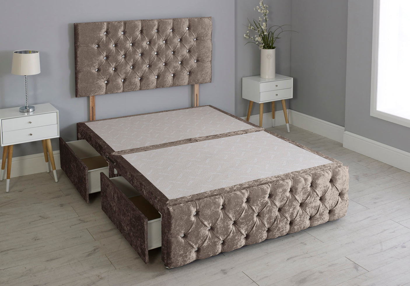 Milly Chesterfield Divan Bed Base With Headboard And Footboard