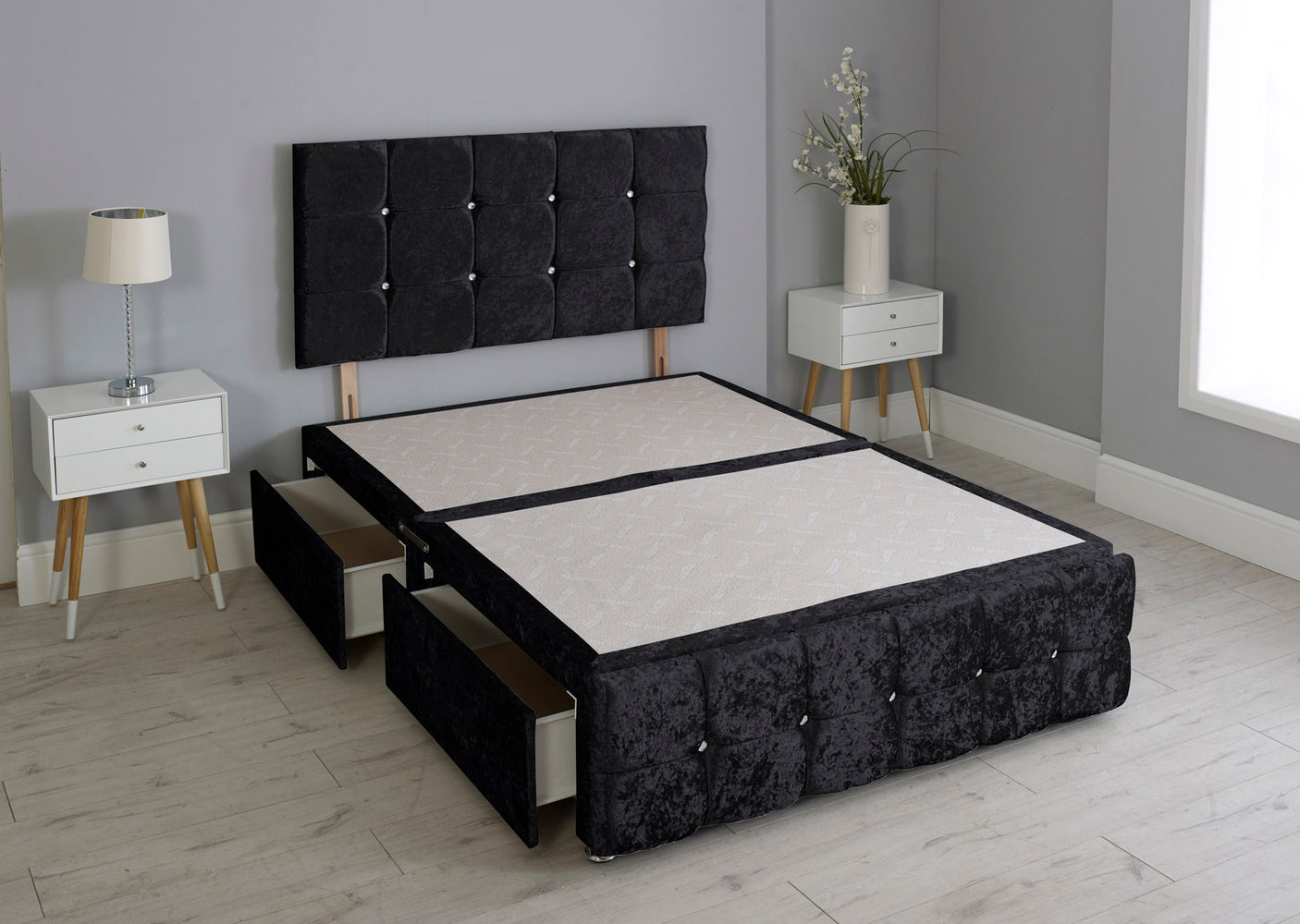 Cuboid Cube Divan Bed Base With Headboard And Footboard