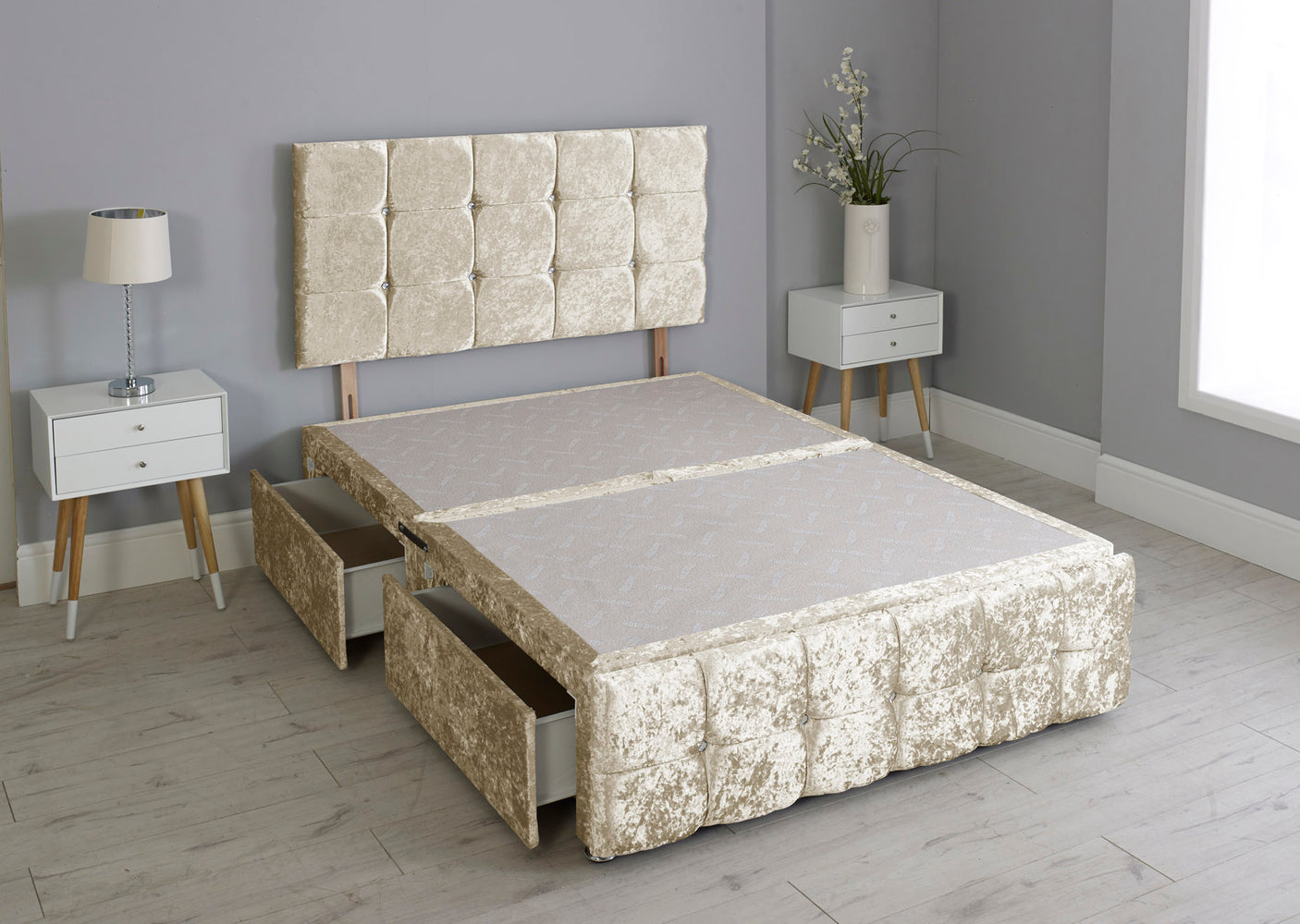 Cuboid Cube Divan Bed Base With Headboard And Footboard