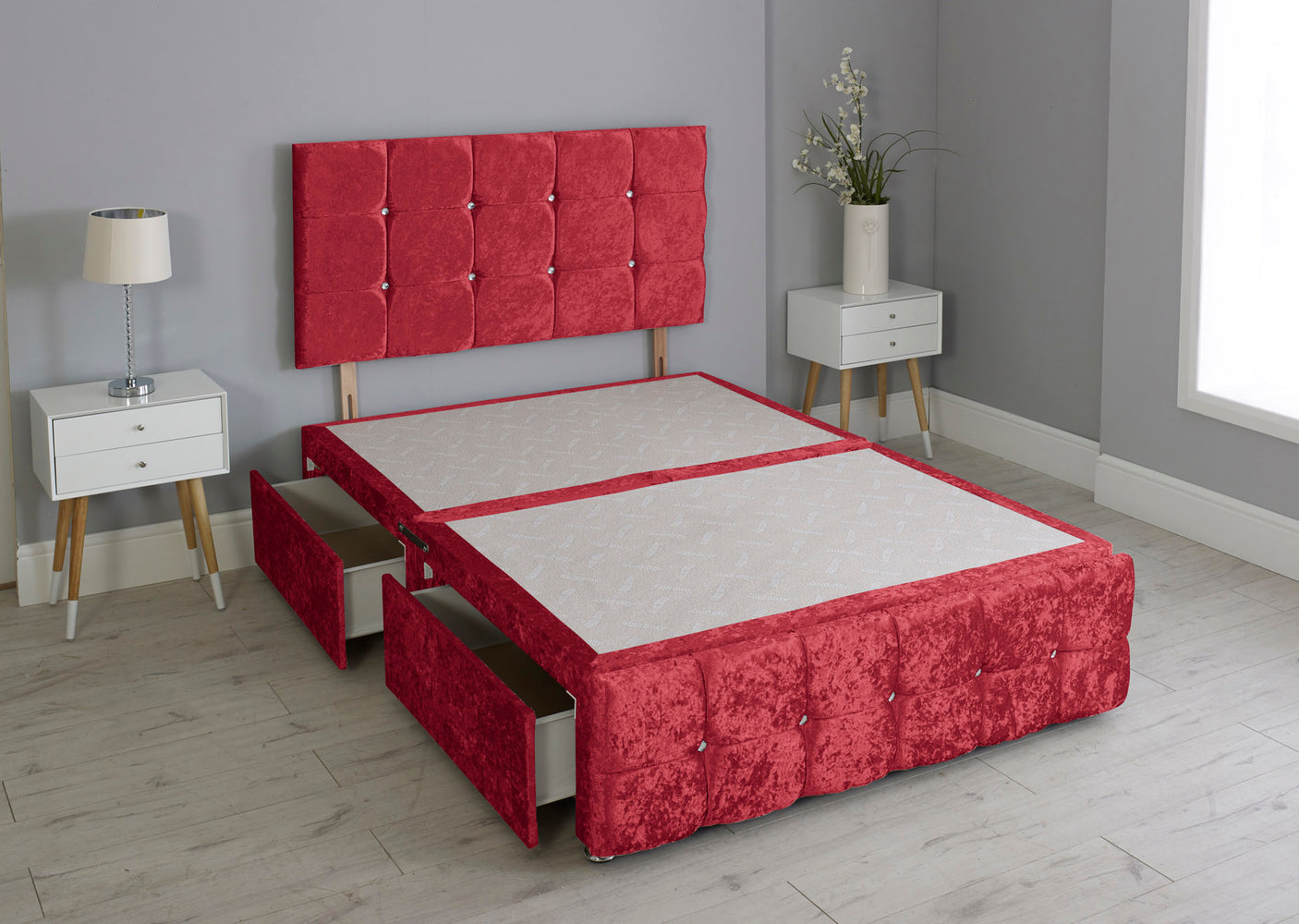 Cuboid Cube Divan Bed Base With Headboard And Footboard