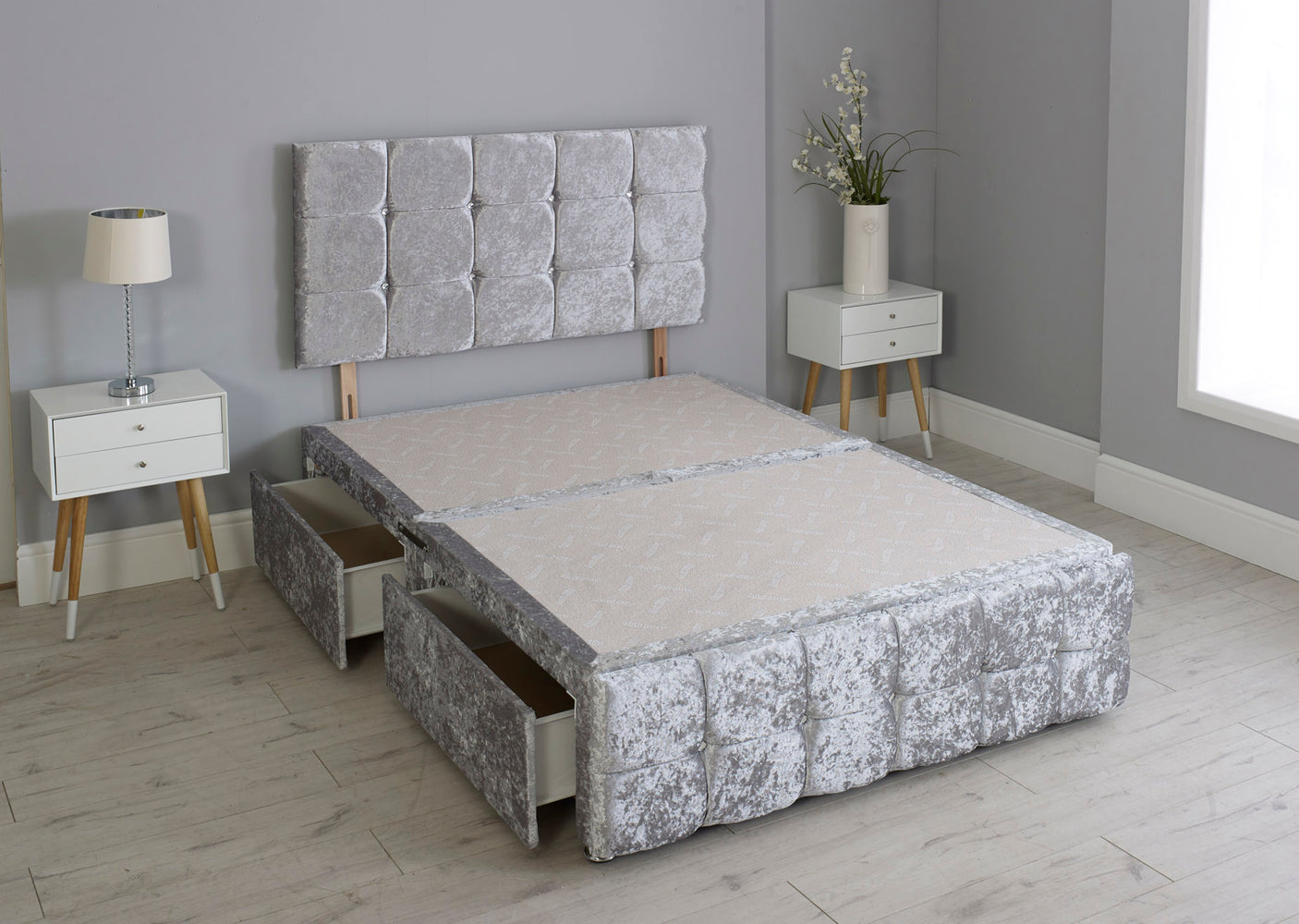 Cuboid Cube Divan Bed Base With Headboard And Footboard
