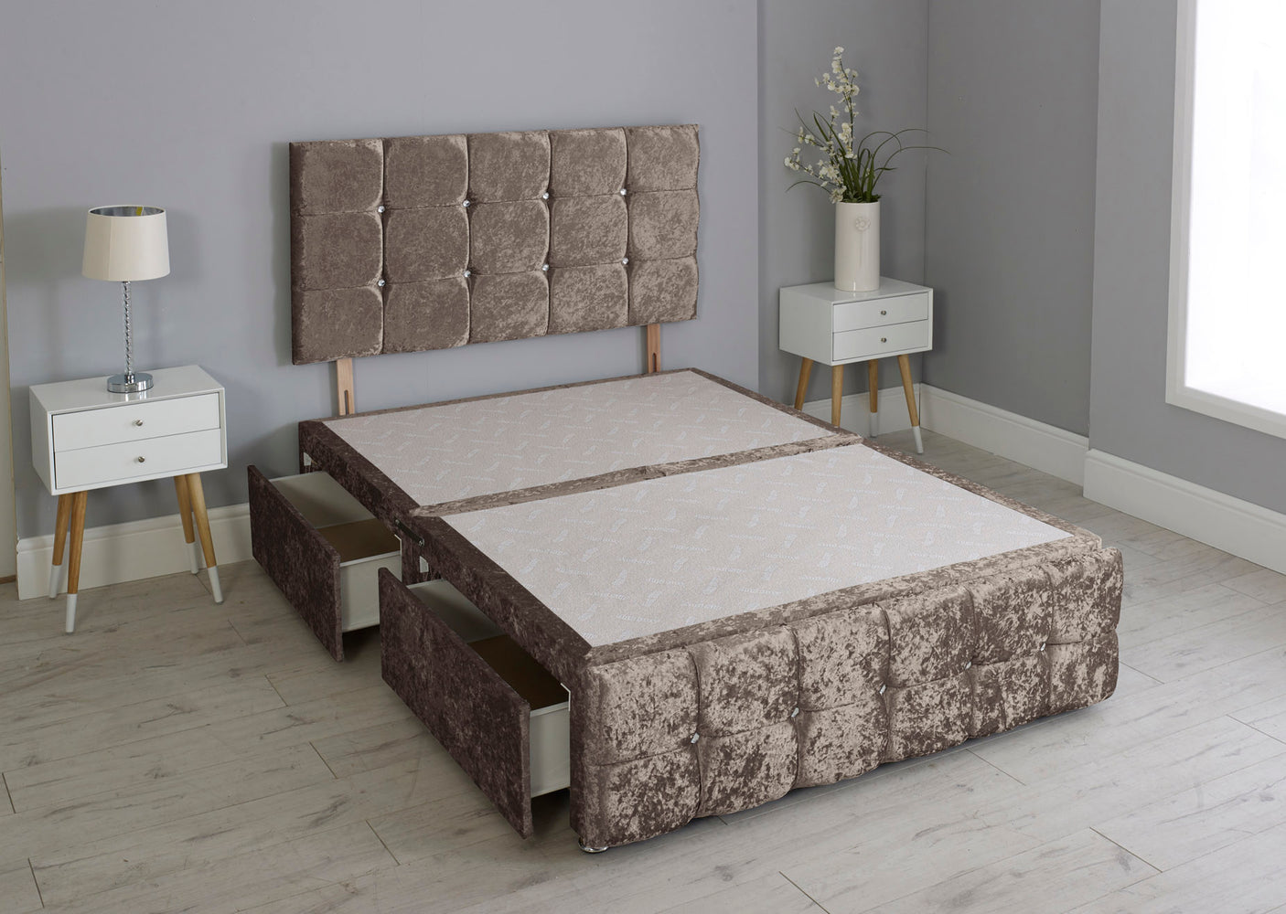 Cuboid Cube Divan Bed Base With Headboard And Footboard