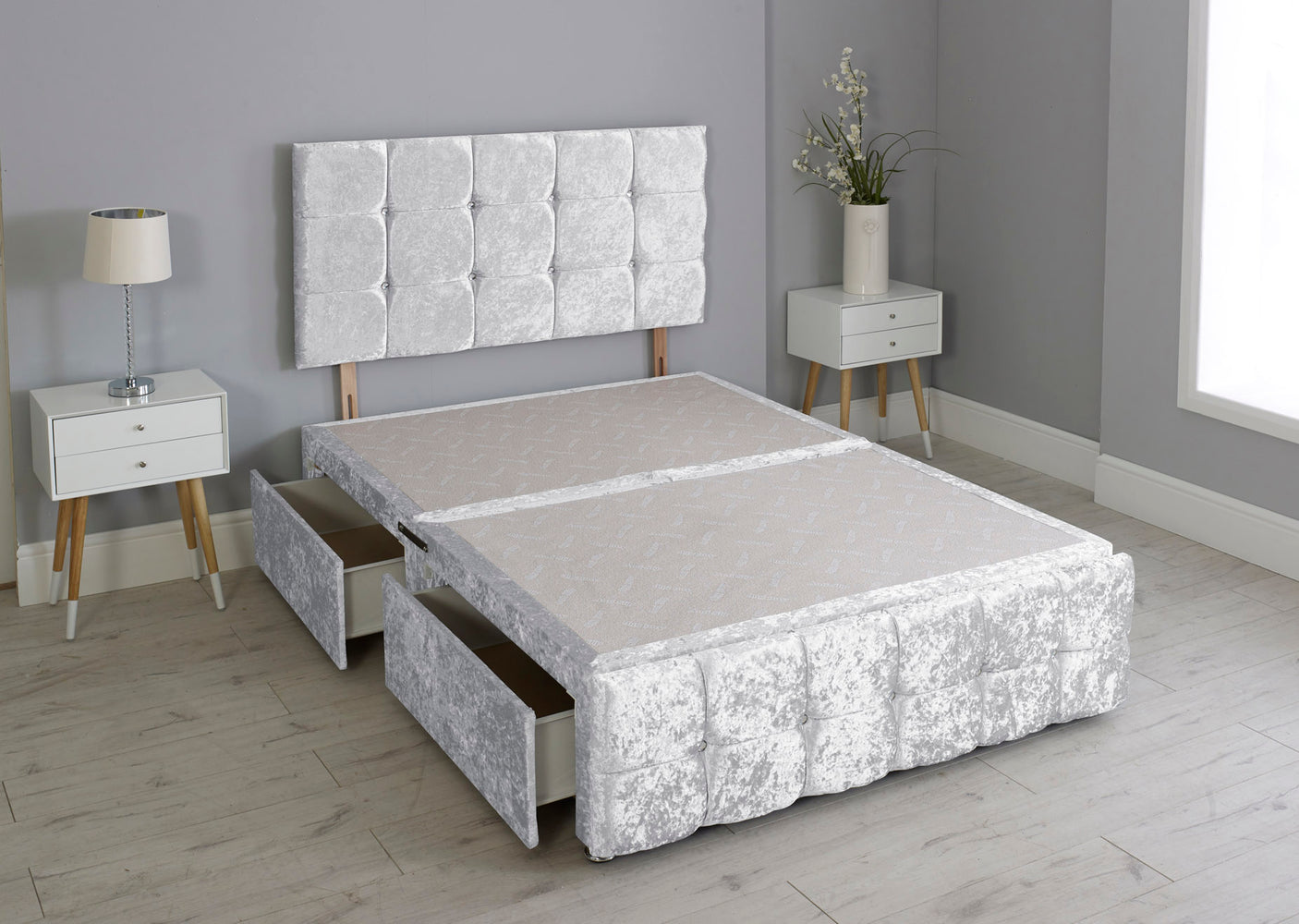 Cuboid Cube Divan Bed Base With Headboard And Footboard