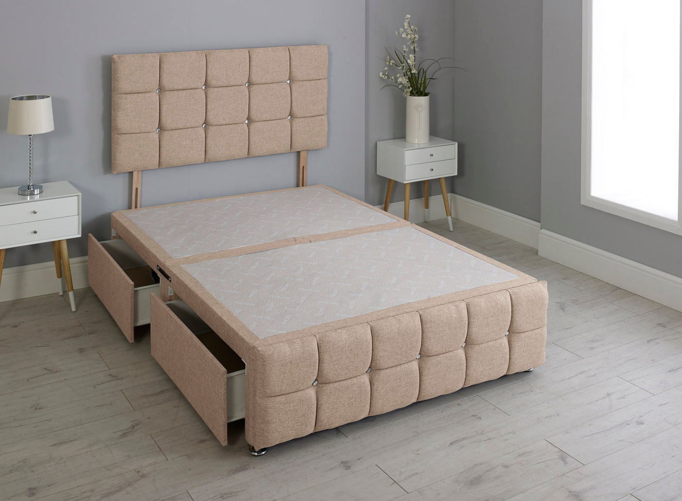 Cuboid Cube Divan Bed Base With Headboard And Footboard