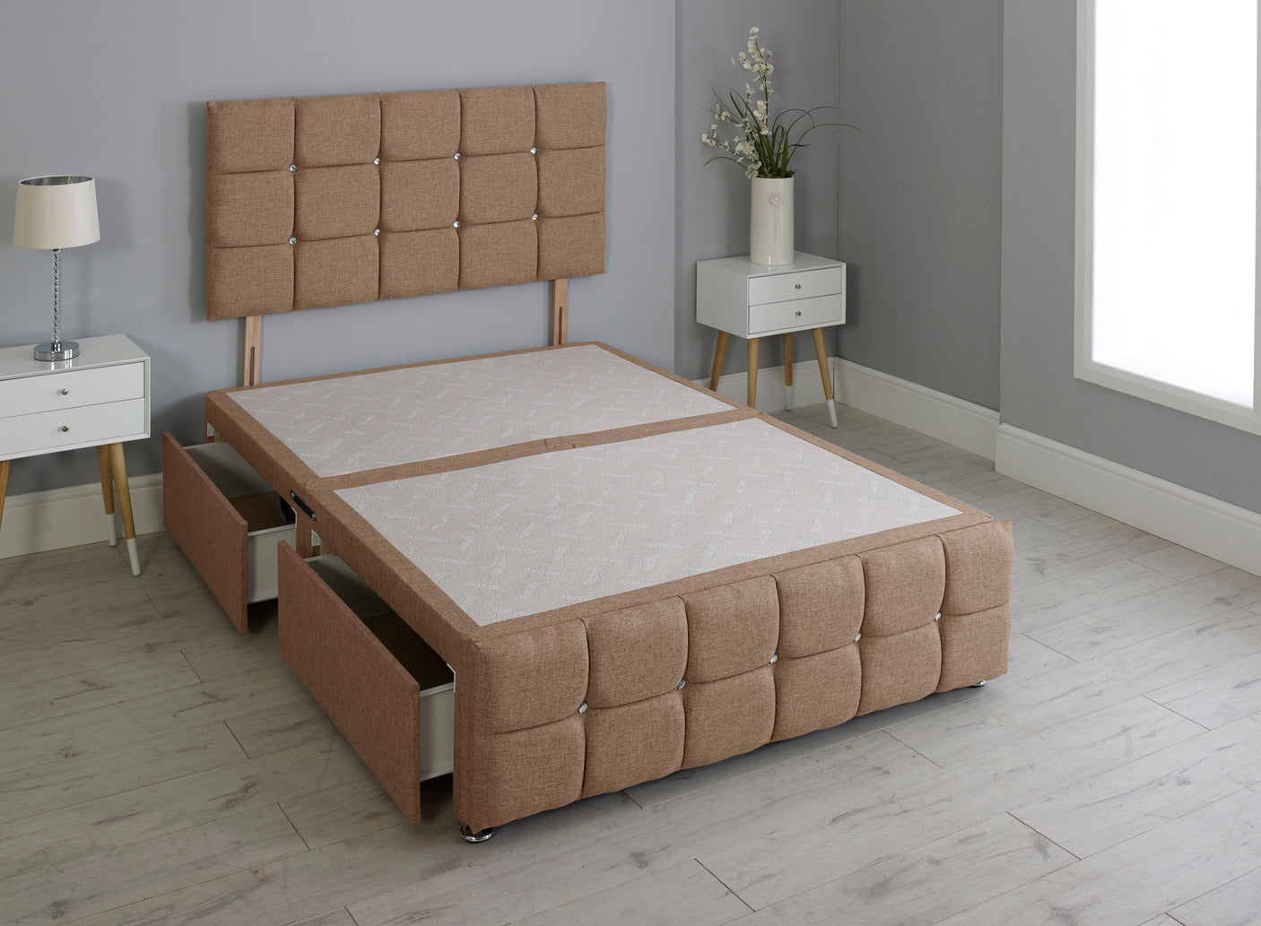Cuboid Cube Divan Bed Base With Headboard And Footboard
