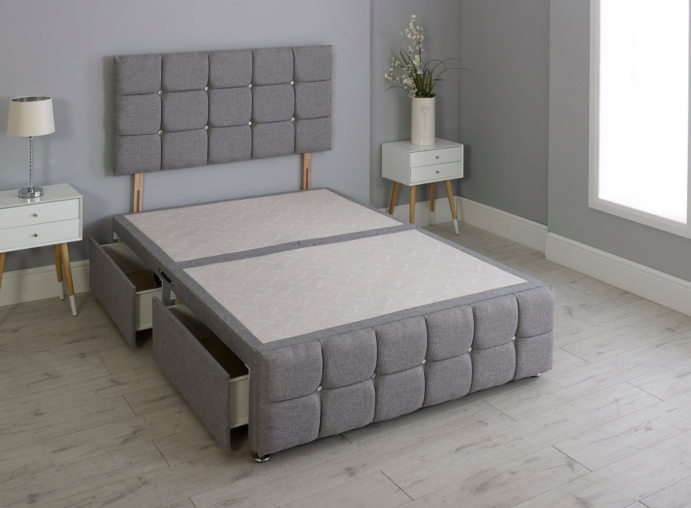 Cuboid Cube Divan Bed Base With Headboard And Footboard