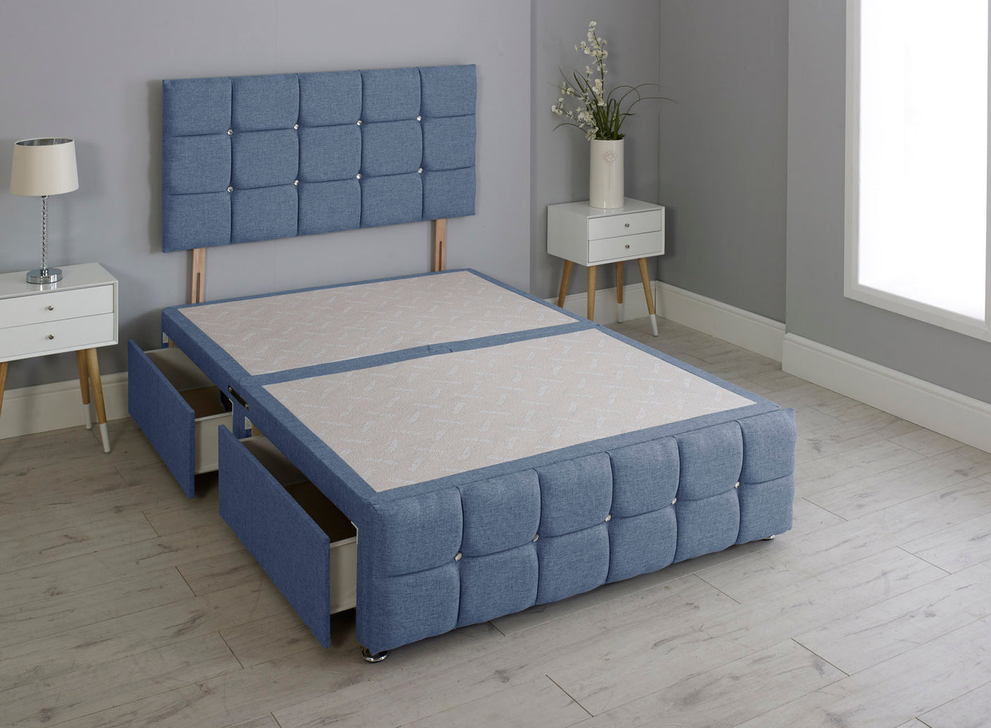Cuboid Cube Divan Bed Base With Headboard And Footboard