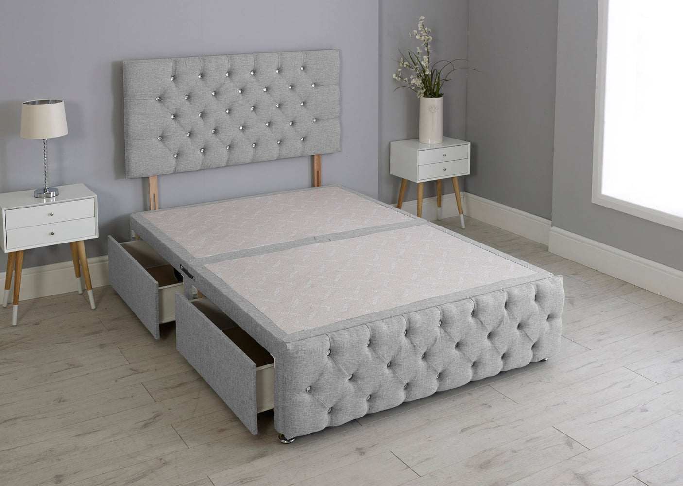 Milly Chesterfield Divan Bed Base With Headboard And Footboard