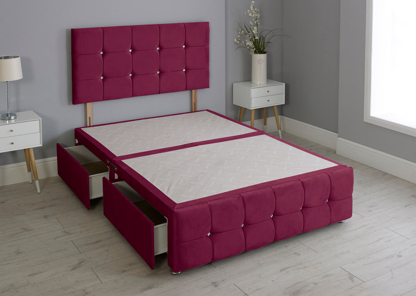 Cuboid Cube Divan Bed Base With Headboard And Footboard
