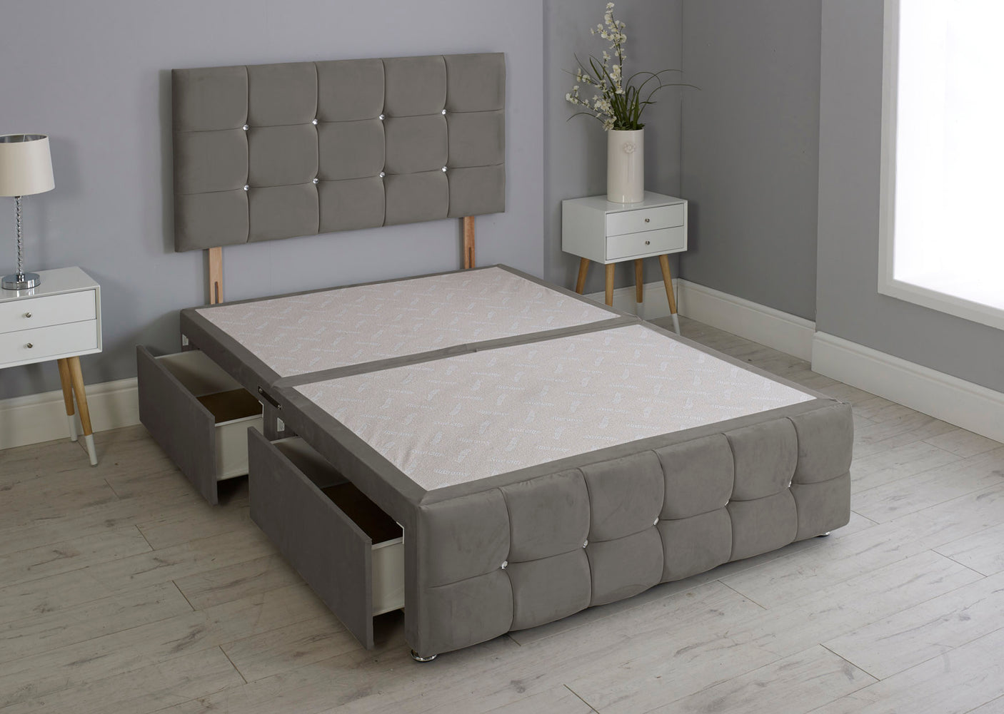 Cuboid Cube Divan Bed Base With Headboard And Footboard