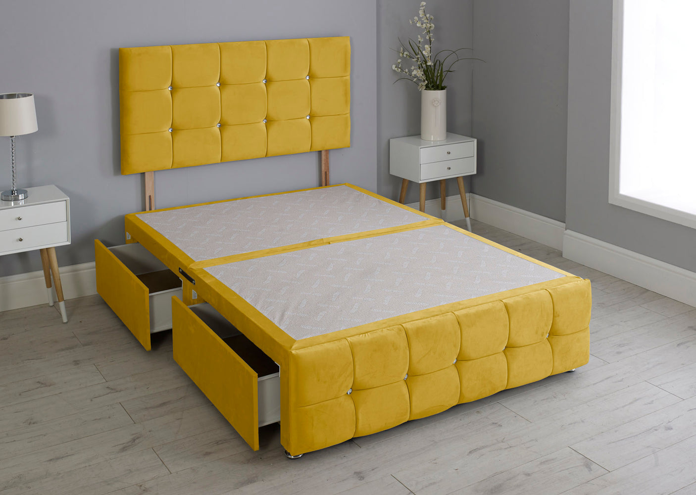 Cuboid Cube Divan Bed Base With Headboard And Footboard