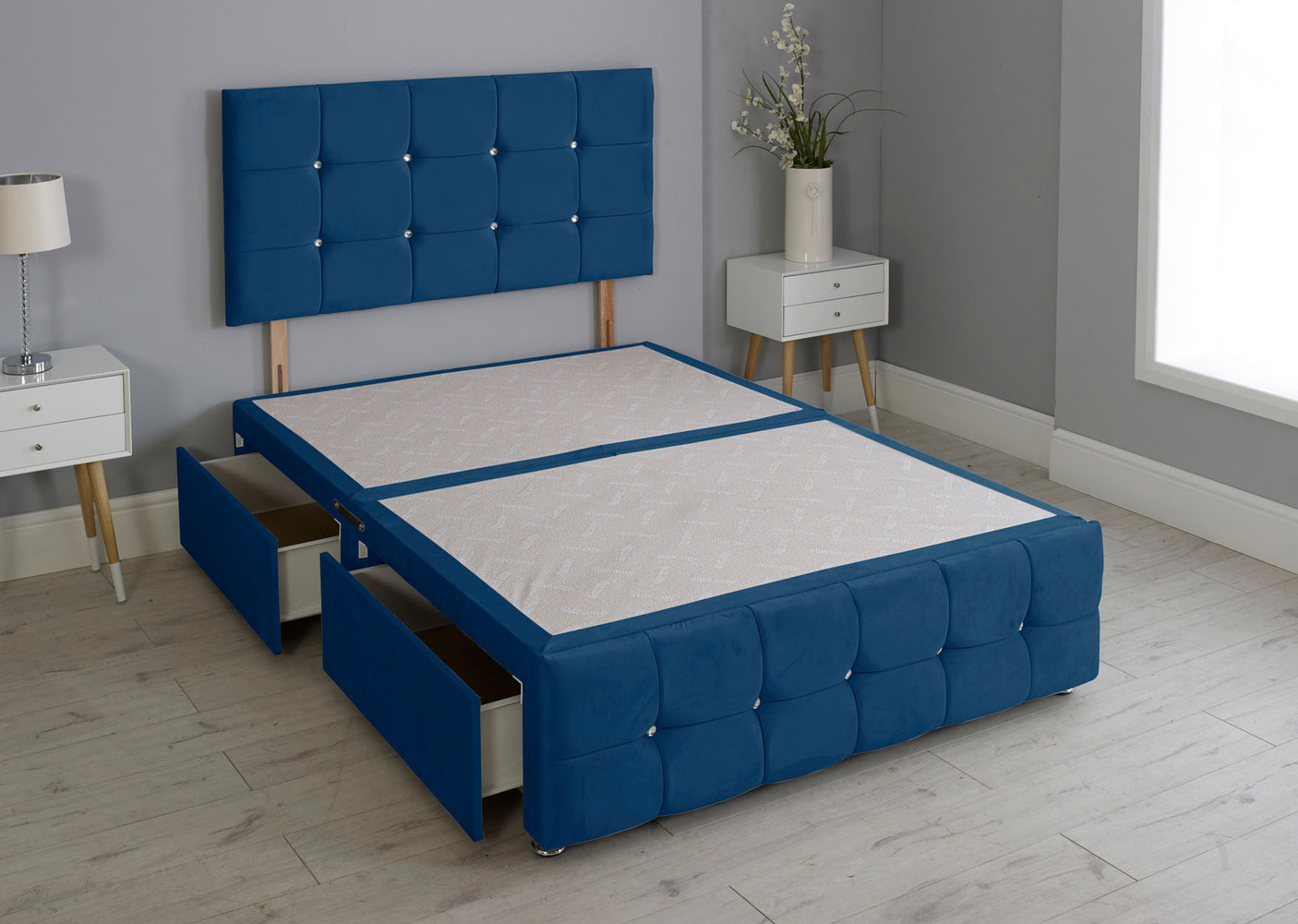 Cuboid Cube Divan Bed Base With Headboard And Footboard