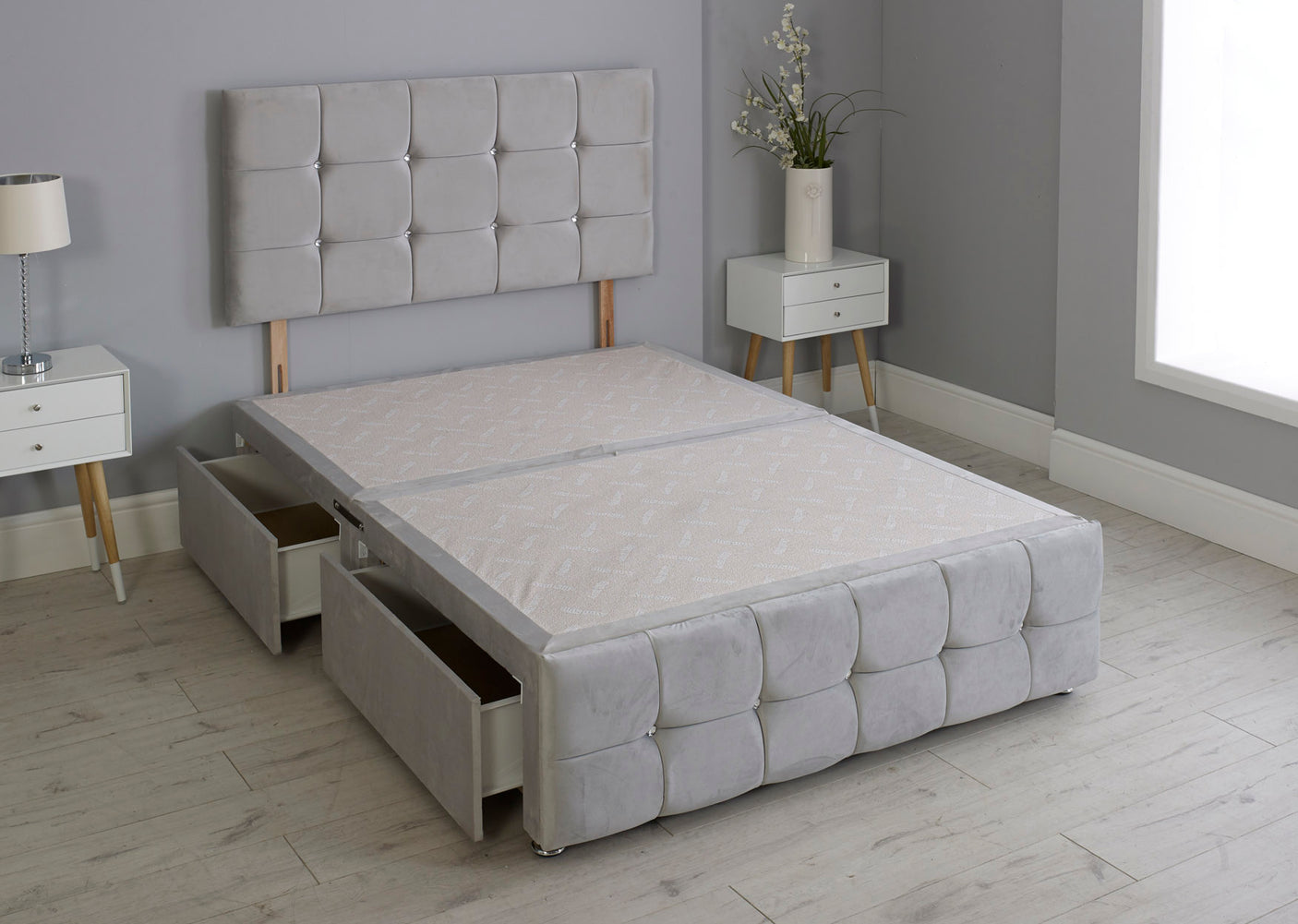 Cuboid Cube Divan Bed Base With Headboard And Footboard